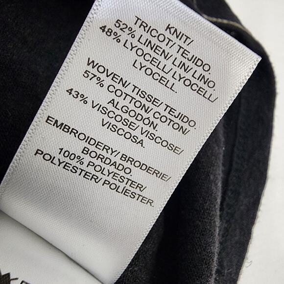 Lucky Brand Womens Embroidery Print Tank Top Large Black Linen Blend Boho Hippie - Picture 8 of 10